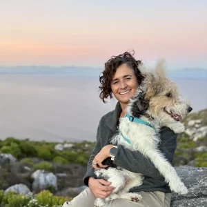 Sandra hiking with dog